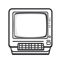 Poster - Retro Computer Monitor With Integrated Keyboard Design
