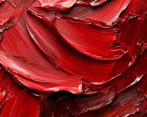 Aufkleber - Abstract Red Oil Paint Strokes with Rich Textured Layers