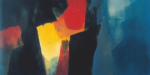 Poster - Bold brushstrokes and contrasting colors bring life to an abstract painting, creating a visually striking piece of modern art
