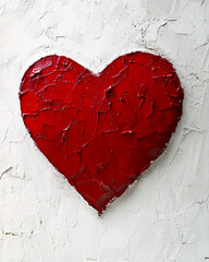 Poster - Vibrant textured red heart on white background symbolizing love and Valentine's Day