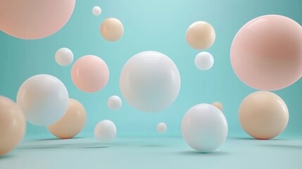 Poster - Floating spheres in a minimalist space abstract art indoor environment creative viewpoint visual concept