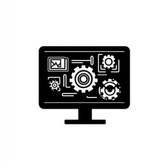 Poster - Computer screen displaying gears and files indicating system process