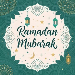 Leinwandbilder - Ramadan Mubarak greeting card featuring elegant designs and warm wishes for the holy month of Ramadan.