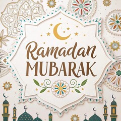 Leinwandbilder - Ramadan Mubarak greeting card featuring elegant designs and warm wishes for the holy month of Ramadan.