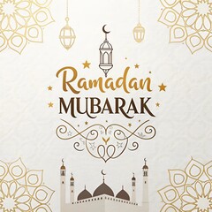 Leinwandbilder - Ramadan Mubarak greeting card featuring elegant designs and warm wishes for the holy month of Ramadan.
