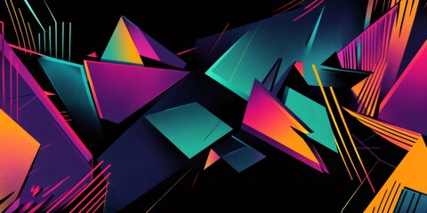 Poster - geometric patterns intersecting, creating vivid visual rhythm with angular forms layered against dee