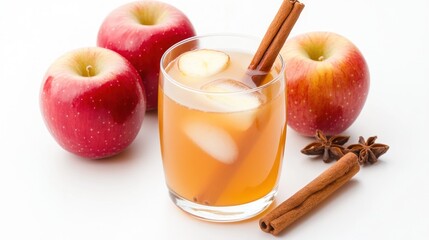 Wall Mural - A refreshing apple drink with cinnamon and fresh apples.