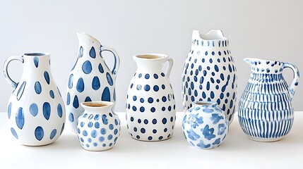 Wall Mural - Blue and White Ceramic Vases  Jugs  and Pitchers