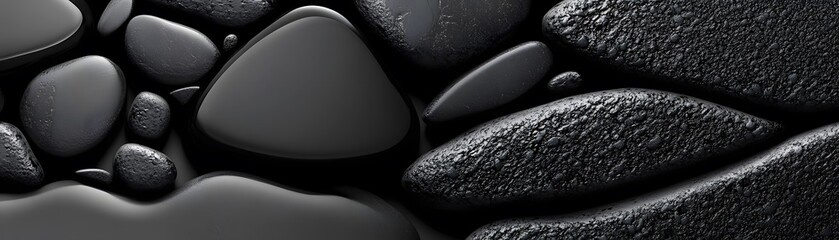 Poster - Abstract Black Stones Smooth And Rough Textures