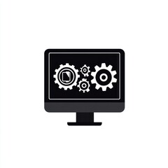Poster - Computer screen displaying gears and a document