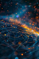Poster - Abstract visualization of network traffic, swirling shapes and colors representing data packets flowing to the cloud