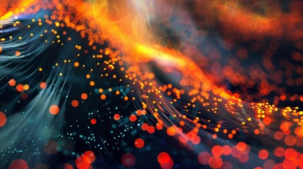 Poster - Intricate network of fiber-optic cables, glowing with vibrant colors, carrying the lifeblood of the cloud