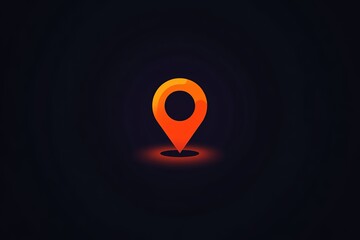 Glowing orange location pin on dark background.  Represents location, navigation, or GPS.