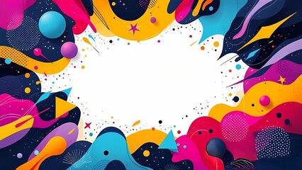 Poster - Colorful Abstract Background with Fun Elements and Decorative Frames