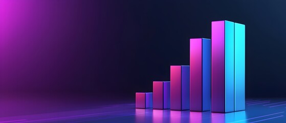 Poster - A series of blue and purple bars are stacked on top of each other