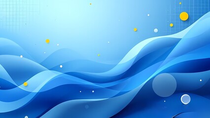 Poster - Abstract Blue Waves with Flowing Curves and Light Pattern