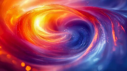 Poster - A mesmerizing swirl of vibrant colors, blending warm oranges and cool blues, creating a dynamic abstract visual with a glowing vortex effect