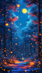 Poster - Fireflies in the forest