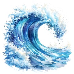 Wall Mural - Abstract Watercolor Painting of a Powerful Ocean Wave Crashing.