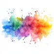 © Philipp - Vibrant Watercolor Splash In Purple, Blue, Green, And Orange Hues On A White Background, Blending Dynamic Fluidity With Creative Expression. Perfect For Artistic Design And Decorative Artwork.