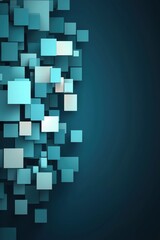 Poster - Abstract Composition of Floating Blue and Teal Squares on Dark Background