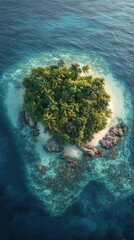 Wall Mural - Breathtaking aerial view of a lush tropical island surrounded by crystal clear waters