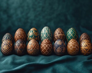 Explore the beauty of tradition with these colorful painted eggs featuring symbolic designs These eggs, representing nature, hope, and heritage, are perfect for Easter celebrations and more Discover