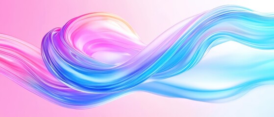 Wall Mural - Colorful abstract wave design with pink and blue gradients on a smooth background.
