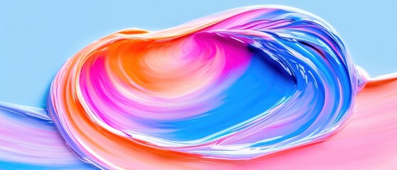 Wall Mural - Colorful swirl of abstract paint, vibrant blend of pink, blue, and orange.
