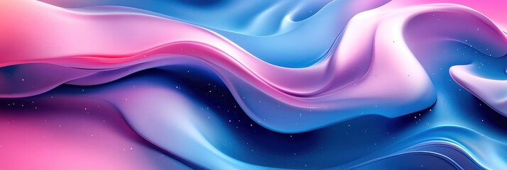 Wall Mural - Flowing colorful waves in blue and pink tones, creating a smooth and abstract background.