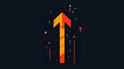Wall Mural - Stylish upward arrow design with vibrant colors on a dark background.