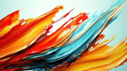 Wall Mural - Vibrant paint swirl in red, orange, blue hues, creating dynamic visual energy.