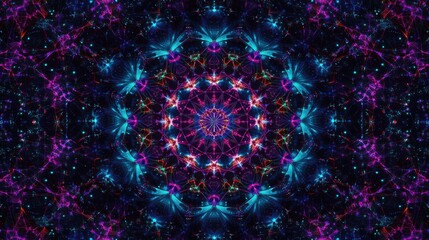 Aufkleber - A vibrant, kaleidoscopic design featuring swirling patterns of blue and purple against a dark background, creating a mesmerizing visual effect.