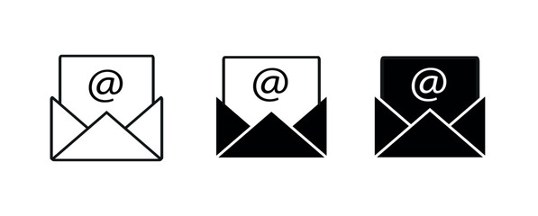 Poster - Mail icon set. E-mail icon. Envelope transparent png and vector illustration.