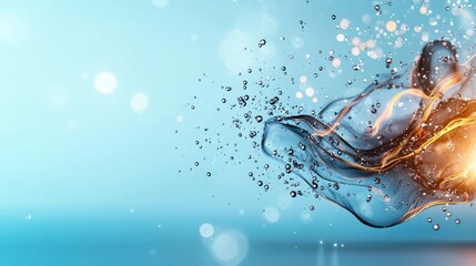 Poster - Creative concept dynamic water splash with light effects in abstract studio photography