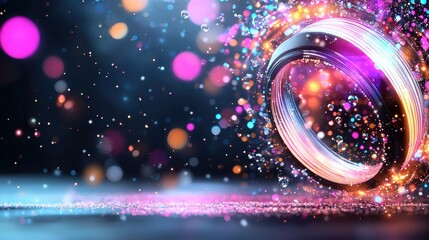 Poster - A sparkling ring surrounded by colorful bokeh effects, creating a magical and enchanting atmosphere.