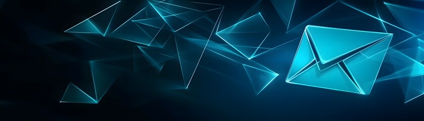 Poster - Abstract Blue Glowing Triangular Email Forms
