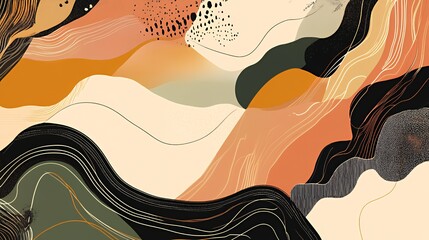 Poster - Abstract Organic Shapes Warm Hues Modern Art