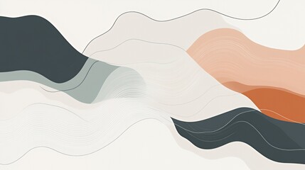 Poster - Abstract Wave Forms in Earthy Tones