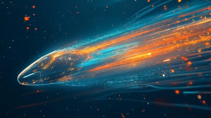 Wall Mural - a futuristic depiction of a sleek, glowing object resembling a comet in motion.
