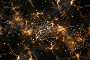 Fototapete - Swirling lines of light create a visual interpretation of cosmic energy, showcasing intricate connections against a dark backdrop, resembling the universeâ€™s vastness.