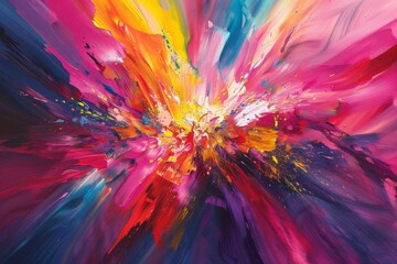 Poster - This vibrant abstract artwork captivates with its explosive use of colors and dynamic brushstrokes, creating a sensation of movement and energy.