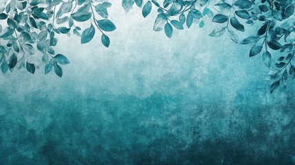 Poster - Enchanting teal and silver gradient featuring a botanical-inspired grainy texture with luminous highlights