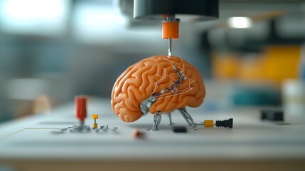 Poster - Cutting edge biomedical engineering laboratory featuring advanced brain computer interfacing systems neural controlled prosthetic limbs and neurofeedback therapeutic applications