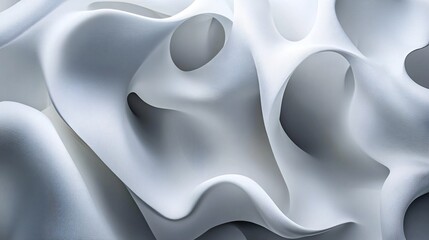 Poster - Abstract close-up of flowing white fabric creating a soft, textured wave pattern.