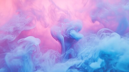 Poster - An abstract swirl of pastel pink and blue smoke creating a dreamy atmosphere.