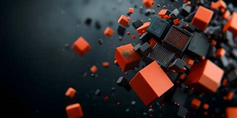 Poster - Transcendental Digital Realm of Shimmering Data Cascades and Levitating Cubes An Otherworldly of Abstract Data Visualization and Futuristic Technology