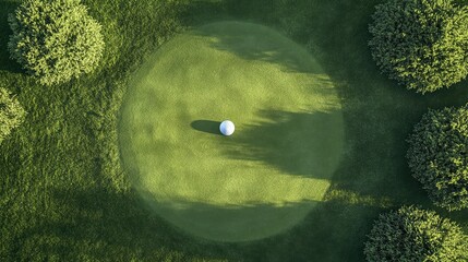 Poster - Golf ball rolling toward the hole on a pristine putting green