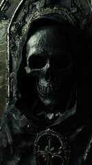 Poster - Dark Gothic Skull in Shadowy Hood