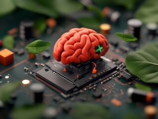 Poster - Technologically Advanced Digital Landscape with Intricate Neural Pathways Complex Algorithms